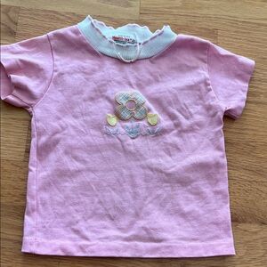 Vintage healthtex Pink girls Shirt with Flower Design size 2T